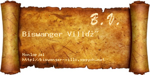 Biswanger Villő névjegykártya